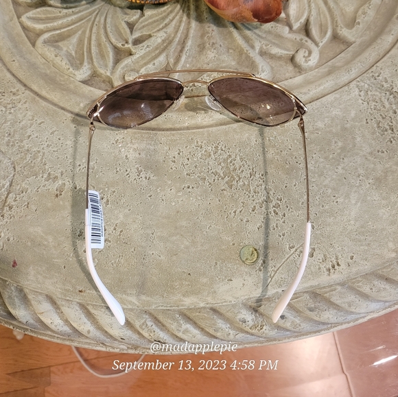 Prada SPR65V Unisex Cat Eye Modified Aviator Sunglasses Gold Metal Frame MA#4 - Picture 11 of 16